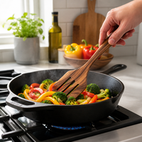 Spatule à fentes en bois de teck naturel, anti-rayures, écologique, durable, légère, ustensile alimentaire sûr