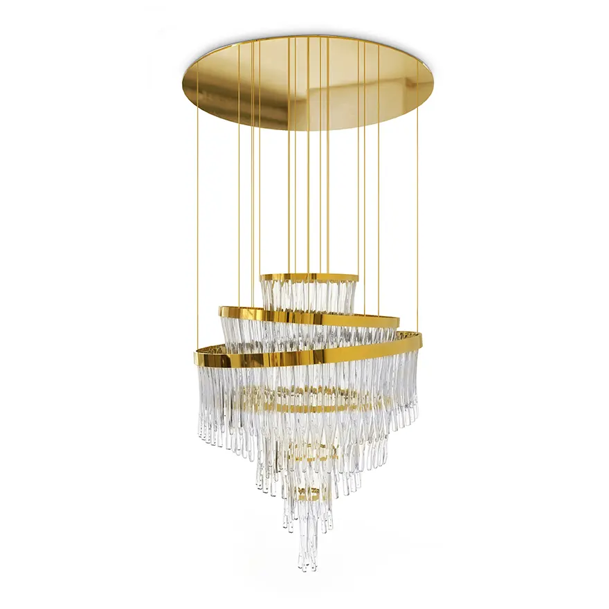 Contemporary Classic Designer Room Decoration Pendant Lights Led Chandelier K9 Crystal Modern Ceiling Luxury Circle Home Gold