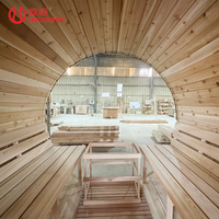 6-8 orang Cedar Outdoor barel Sauna kamar merah kayu Solid Cedar fungsi uap kering dipanaskan dengan kompor-tersedia di Kanada
