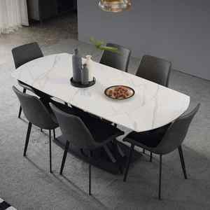 Ensemble de table à manger à pieds en métal en marbre pour la maison de restaurant conçu par un designer - Product Image 6