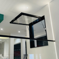 Fenêtre à vérin à gaz en aluminium, Fenêtre vitrée intérieure, Fenêtre suspendue transparente pour commerce