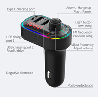 Chargeur de voiture C12, transmetteur FM Bluetooth, double chargeur USB 5V3.1A/1A avec type C 5V3.1A, appels mains libres