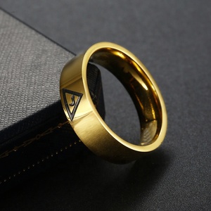 Albañil-anillo de acero inoxidable con grabado personalizado para hombre, albañil de 8MM, logotipo de triángulo masónico, joyería para hombre - Product Image 5