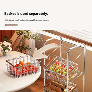 Carrito de Almacenamiento para Aperitivos, Mesa Auxiliar para Sala de Estar, Mueble de Almacenamiento Multifuncional, Estante de Almacenamiento de Metal para Cocina - Product Image 2