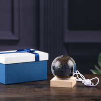 Vente en gros de boîtes cadeaux, boule en cristal K9 de 8 cm avec base lumineuse LED pour machine de gravure laser, personnalisation DIY