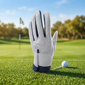 Guante de Golf de Cuero Genuino Perforado con Cierre de Gancho y Bucle, Correa de Muñeca Ajustable, Antideslizante, Unisex, para Prácticas Deportivas al Aire Libre - Product Image 1