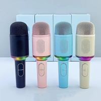 Microphone de chant portable H9 avec haut-parleur Bluetooth sans fil, batterie et lumière RGB pour karaoké à domicile, interview en direct, cadeaux