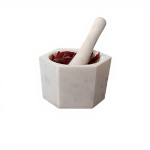 Ensemble mortier et pilon en marbre, taille et forme personnalisées, écologique, compatible lave-vaisselle, pour épices, gingembre, ail, usage médical - Product Image 1