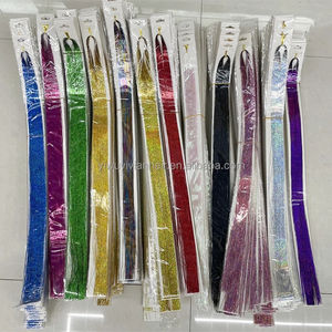 Accesorios de arcoíris de 120cm, 18 colores, brillo dorado, Pelo trenzado, Kit de oropel de seda de ganchillo para extensión de cabello - Product Image 6