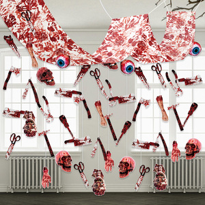 Guirnalda <span class=keywords><strong>de</strong></span> Halloween con Diseño <span class=keywords><strong>de</strong></span> Sangre y <span class=keywords><strong>Terror</strong></span>, Decoración Colgante con Salpicaduras <span class=keywords><strong>de</strong></span> Sangre, Calaveras y Ojos, Ideal para Fiestas <span class=keywords><strong>de</strong></span> Casas Encantadas - Product Image 3
