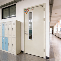 Puerta Cortafuego de Acero para Interiores con Diseño Minimalista para Hoteles, Cocinas y Supermercados - Hoja Única y Ventanas de Visión
