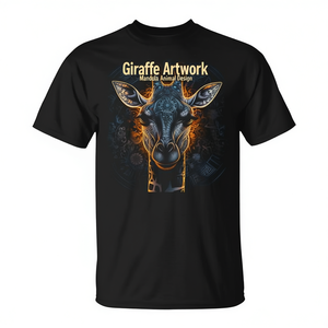 T-shirt unisexe avec motif d'animal mandala, illustration girafe, taille adulte - Product Image 2