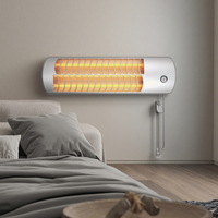 Radiateur électrique à quartz portable 1800W avec thermostat réglable, télécommande, éclairage, protection contre la surchauffe et dispositif anti-renversement