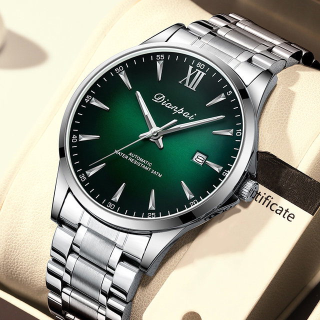 Dianpai Simple Business Men Fully Automatic Mechanical Watch Stainless Steel Calendar Waterproof Night Light Watch