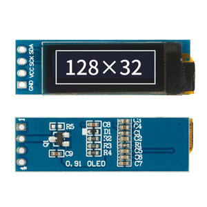 จอแสดงผล OLED ขนาด 0.91 นิ้ว 128x32 อินเทอร์เฟซ IIC ติดตั้งบน PCB หน้าจอสีน้ำเงินขาว - Product Image 1