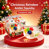 Jouet Squishy Renne de Noël en Vaseline, Jouet Anti-Stress Transparent de Simulation Non-Extensible à Presser, Jouet ASMR pour Soulager le Stress, Vente en Gros