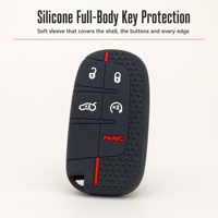 Housse de clé de voiture en silicone, 5 boutons, antidérapante, motif nid d'abeille, plusieurs couleurs, pour clé intelligente Dodge, coque arrière