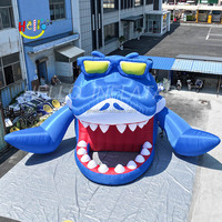 Bar gonflable géant à requins Décoration de piscine de plage d'été Scène de DJ gonflable pour publicité de carnaval