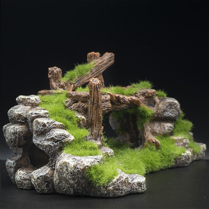 Décoration d'aquarium en fausse mousse, pont et grotte, cachette pour reptiles, ornement paysager pour aquarium et terrarium - Product Image 3