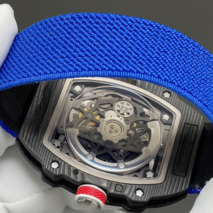 Reloj de Lujo para Hombre, Rojo y Blanco, de Cuarzo TPT, Automático, Mecánico, Extra Plano, Esqueleto, Tonneau, Correa Elástica de <span class=keywords><strong>Zafiro</strong></span>, Deportivo - Product Image 6