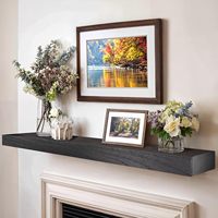 Étagère murale flottante en bois noir rustique artisanale Kalsubo pour cheminée, 72x8x3 pouces