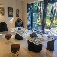Ensembles de tables à manger sculturées en résine époxy transparente, style nordique moderne, écologiques, ornements artisanaux pour cuisine, salon, hôtel