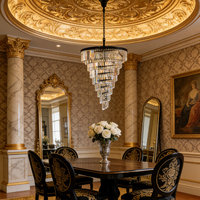 Lustre suspendu rond à 20 lumières en cristal, luminaire de luxe pour hall d'entrée