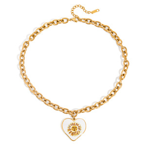 Colgante de Acero Inoxidable en Forma de Corazón con Diseño de Cara Sonriente para Collar de Moda - Product Image 5