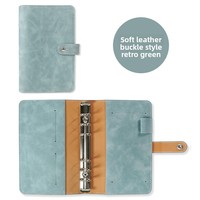 Carnet à anneaux A6 en cuir PU Macaron, organiseur de cartes, rechargeable, journal à feuilles mobiles