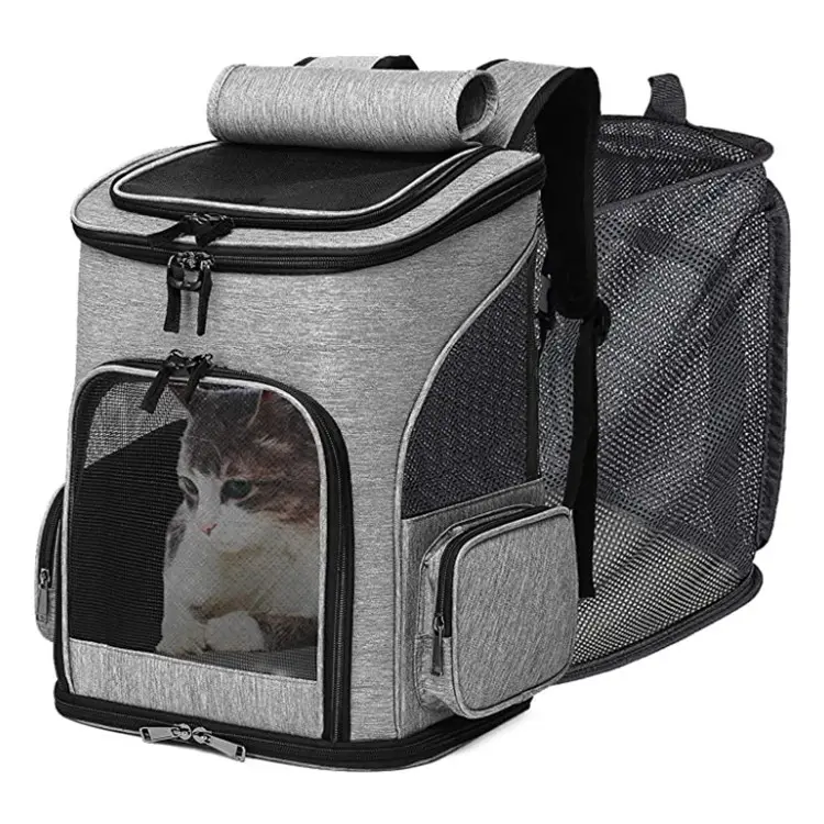Cat Carrier Backpack Expandable Mesh Breathable Foldable Pet Travel Bags for Small Dogs Cats Rabbits Pet Carrier Backpack