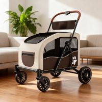 Poussette de luxe pliable à 4 roues pour animaux de compagnie et bébés, pliage en un clic, capacité 25 kg, matériaux Oxford, harnais pour chien, parapluie pare-soleil