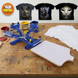 Machine de sérigraphie manuelle Ruida OEM/ODM 4 couleurs pour tissus, vêtements, t-shirts, impression de motifs sur soie - Product Image 2