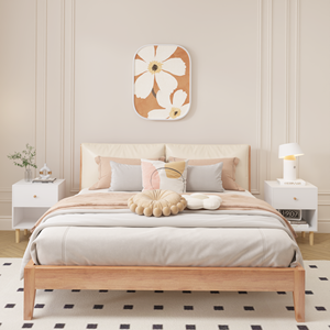 Mesita de noche de madera blanca con un cajón y un estante de 23,22'' de altura para niños y adultos - Product Image 2