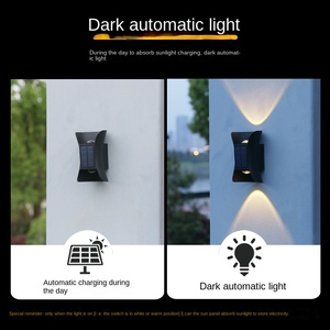 Lámpara de pared LED para exteriores con energía solar IP65 Material ABS negro Blanco cálido/blanco frío Iluminación seleccionable duradera y elegante - Product Image 5