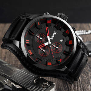SKMEI men's square chronograph watch Luxury stainless steel wristwatch Black dial with <b>date</b> 30M waterproof quartz watch - Product Image 2