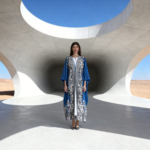 Elegante Vestido Abaya de Poliéster con Pedrería Termoadhesiva, Diseño Personalizado de Lujo para Mujeres Musulmanas, Venta al Por Mayor - Product Image 1