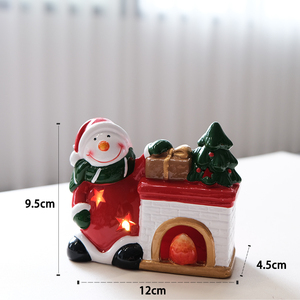Vente en gros pot de bougie en céramique pour le père Noël unique bonhomme de neige ornements de père Noël <span class=keywords><strong>bougeoir</strong></span> - Product Image 5