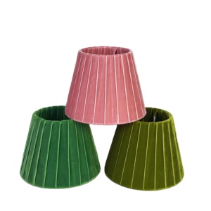 Tùy chỉnh vải Chụp đèn bảng đèn bông xếp li Đồng bằng mây tre dệt Chụp đèn cho LED bảng đèn trang trí đèn bàn - Product Image 1