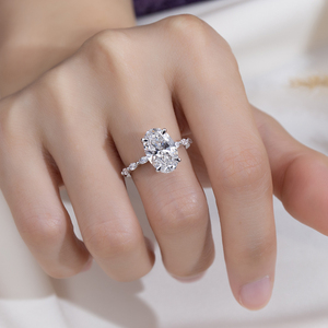 Messi Jewelry MSR-2133 18K Gold Oval Shape Solitaire <b>Diamond</b> <b>Ring</b> Lab Grown <b>Diamond</b> <b>Ring</b> Engagement <b>ring</b> - Product Image 6