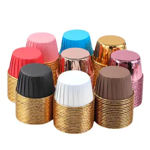 Wholesale Rolled Rim Muffin Wrapper Cupcake Liners Gold Silver Color Aluminum Foil Paper Cake Baking Cup - Buy Foil Baking Cup P