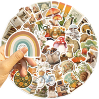 50 autocollants en PVC imperméables à thème animal rétro de dessin animé, autocollants décoratifs DIY pour ordinateur portable, bagages, cadeaux pour adultes