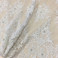 Nouvelle dentelle de mariée de luxe, écologique, de couleur blanche, brodée, tissu lourd, sequins à la main, strass, mariage, filles