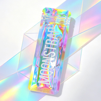 Pochette en plastique couleur laser en gros avec logo personnalisé pour bijoux, échantillons cosmétiques, emballage de brillant à lèvres