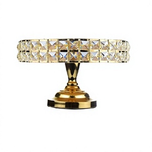 Soporte decorativo para tartas con cristales minerales y espátula Pedestal redondo de metal Soportes para magdalenas Postres Donuts Cumpleaños Boda - Product Image 1