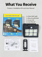 Lampe solaire murale de jardin, panneau solaire, étanche IP65, ABS, extérieur, détection de mouvement, blanc chaud 3000K, éclairage paysager