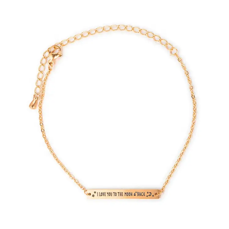 Pulsera única personalizada de acero inoxidable chapada en oro de 18 quilates para mujer, pulsera inspiradora grabable sin deslustre, fabricante