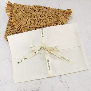 CH Custom Logo <b>Printing</b> Envelope Cotton Canvas Clothes Handbag Packing Pouch Bag With Bow Envelope Dust Pouch - Product Image 5