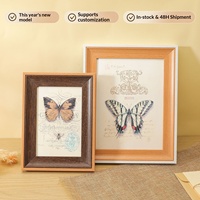 Bingkai Foto Kayu Vintage Walnut MDF 6x4 Inch untuk Meja dan Dinding, Dekorasi Rumah Retro untuk Ruang Tamu dan Kamar Tidur, Logo Kustom OEM
