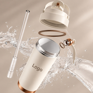 <b>750ml</b> Ceramic Liner Insulated <b>Bottle</b> Stylish Large Capacity Portable Straw Dual Drinking Car Coffee Cup for Student OEM ODM - Product Image 5