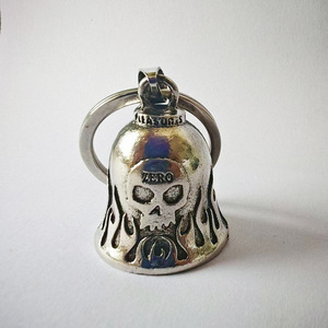 Pendentif cloche de protection vintage en alliage de zinc avec motif flamme, porte-clés de forme ronde - Product Image 5